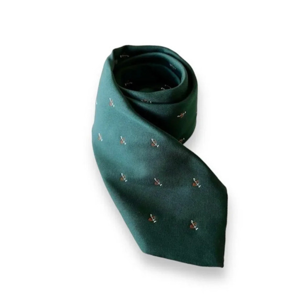 Kuppenheimer Vintage Green Golf Tie Poly Silk Blend Golfer Links Putter Clubs‎